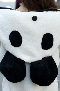 Kawaii Fluffy Panda Hoodie - Y2K Summer Grunge, 90s Retro, Pastel Goth, Y2K Club & Party Out