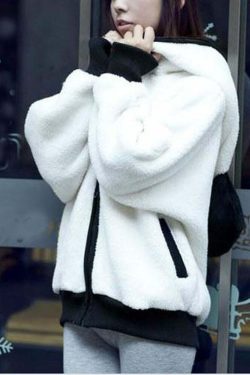 Kawaii Fluffy Panda Hoodie - Y2K Summer Grunge, 90s Retro, Pastel Goth, Y2K Club & Party Out