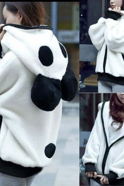 Kawaii Fluffy Panda Hoodie - Y2K Summer Grunge, 90s Retro, Pastel Goth, Y2K Club & Party Out