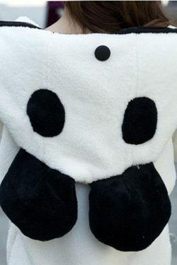 Kawaii Fluffy Panda Hoodie - Y2K Summer Grunge, 90s Retro, Pastel Goth, Y2K Club & Party Out