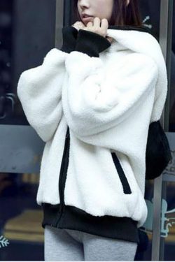 Kawaii Fluffy Panda Hoodie - Y2K Summer Grunge, 90s Retro, Pastel Goth, Y2K Club & Party Out