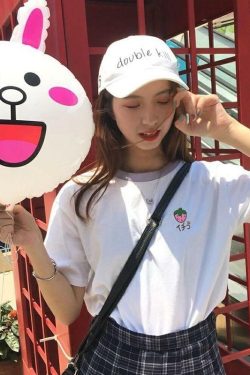 Kawaii Fruit Embroidered T-Shirts - Y2K Summer Outfits, 90s Fashion, Grunge, Retro Style