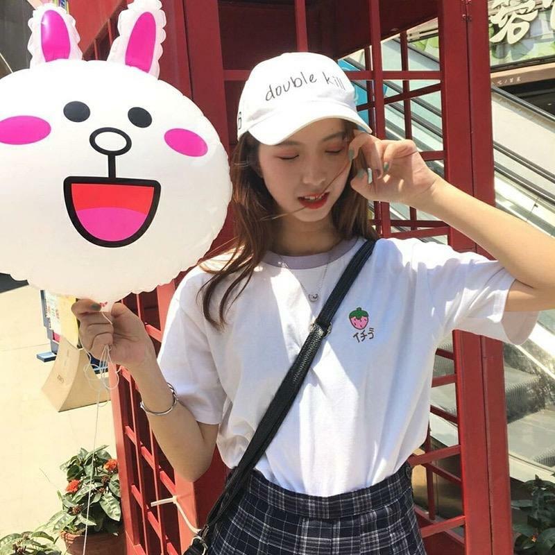 Kawaii Fruit Embroidered T-Shirts - Y2K Summer Outfits, 90s Fashion, Grunge, Retro Style