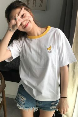 Kawaii Fruit Embroidered T-Shirts - Y2K Summer Outfits, 90s Fashion, Grunge, Retro Style
