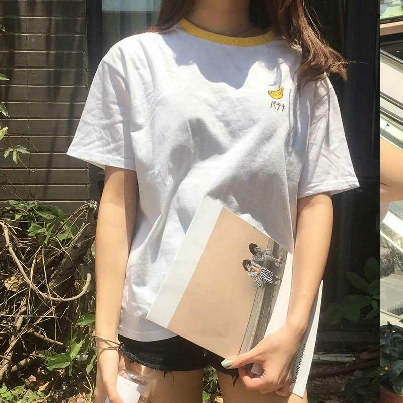 Kawaii Fruit Embroidered T-Shirts - Y2K Summer Outfits, 90s Fashion, Grunge, Retro Style