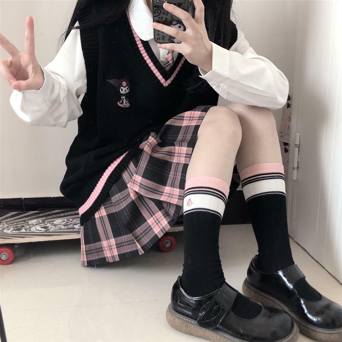 Kawaii Kuromi Black Sweater Vest - Y2K Grunge, 90s Fashion, Retro Style, Pastel Goth Outfits