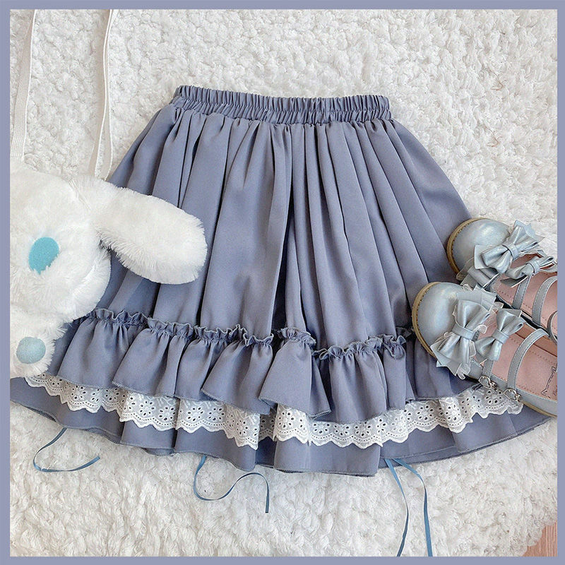 Kawaii Lolita Ruffle Skirt - Y2K Summer, 90s Grunge, Retro Goth, Pastel Goth, Y2K
