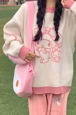 Kawaii My Melody Lovely Sweater White Pink - Y2K Summer, 90s Fashion, Grunge, Retro Style