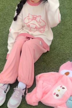 Kawaii My Melody Lovely Sweater White Pink - Y2K Summer, 90s Fashion, Grunge, Retro Style
