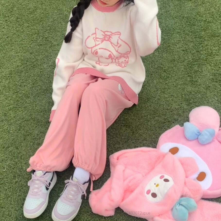 Kawaii My Melody Lovely Sweater White Pink - Y2K Summer, 90s Fashion, Grunge, Retro Style