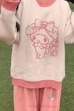 Kawaii My Melody Lovely Sweater White Pink - Y2K Summer, 90s Fashion, Grunge, Retro Style