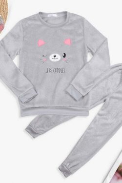 Kawaii Neko Cuddle Cat Pajamas Set - Y2K Summer, 90s Grunge, Retro Style, Pastel Goth Outfits