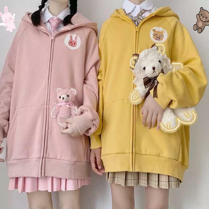 Kawaii Plushie Hoodie - Y2K Summer Grunge, 90s Retro, Pastel Goth, Y2K Club & Party Outfits