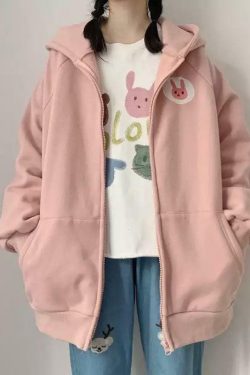 Kawaii Plushie Hoodie - Y2K Summer Grunge, 90s Retro, Pastel Goth, Y2K Club & Party Outfits