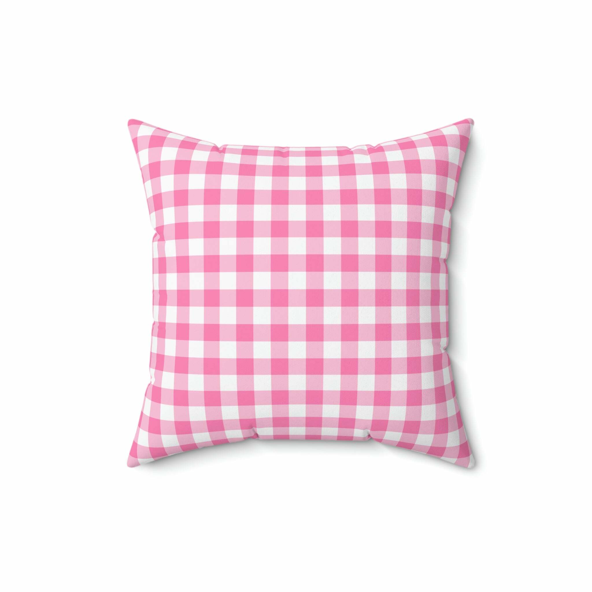 Kawaii Romantic Gingham Pink Pillow - Y2K Summer, 90s Grunge, Retro Pastel Goth, Y2K Popstar Decor