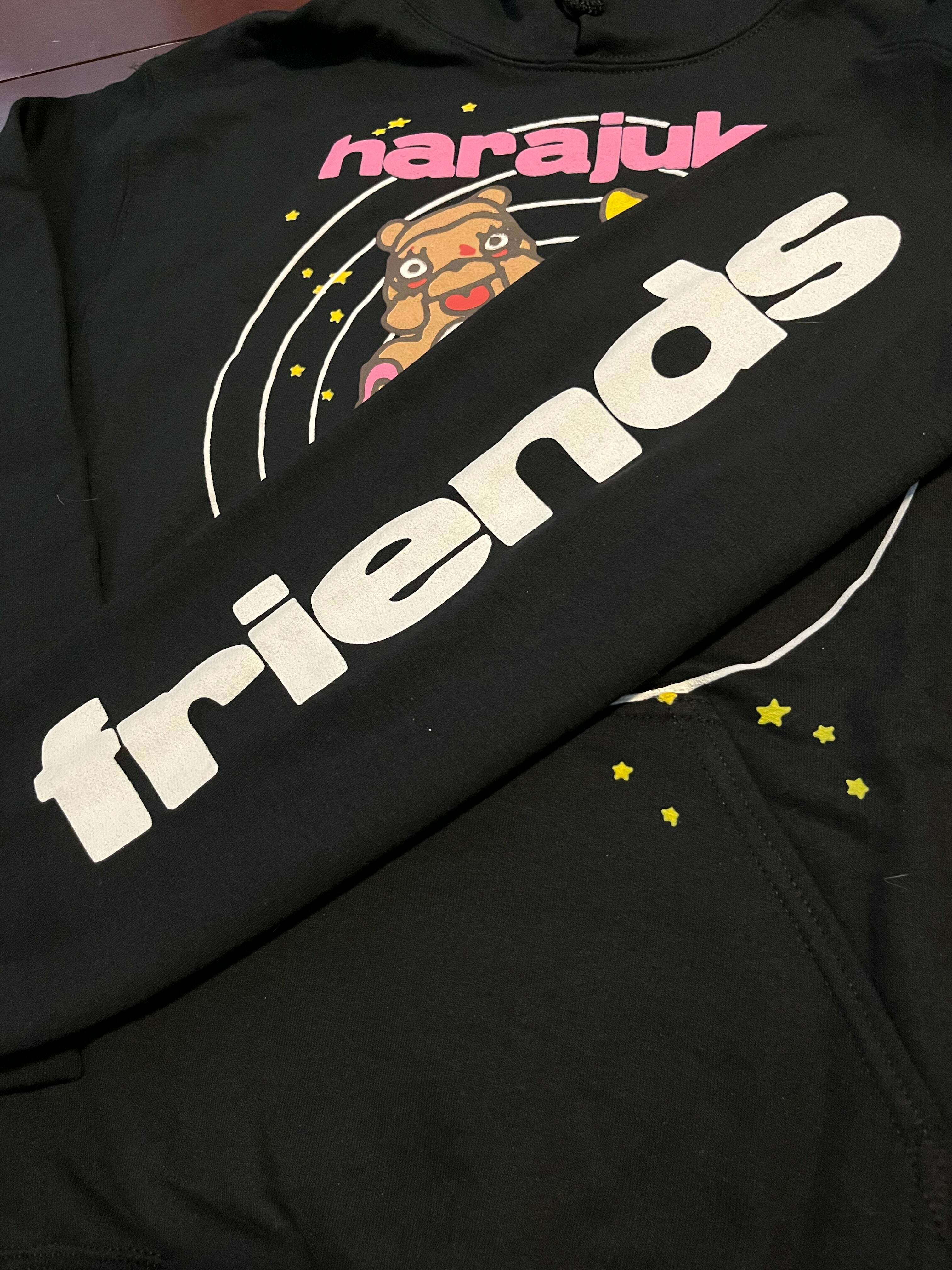 Kawaii Style 'Friends' Hoodie Black - Y2K Grunge, 90s Fashion, Retro Summer Outfit