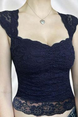 Kayce Square Neck Lace Top - Y2K Summer, 90s Fashion, Grunge, Retro, Pastel Goth, Y2K Party