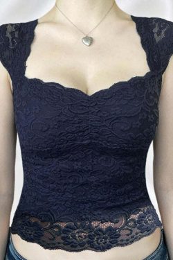 Kayce Square Neck Lace Top - Y2K Summer, 90s Fashion, Grunge, Retro, Pastel Goth, Y2K Party