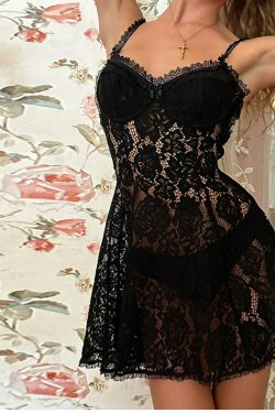 Keidy Lace Mini Dress - Y2K Summer Outfit, 90s Fashion, Grunge, Retro Style, Y2K Party Look