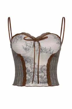 Keila Lace Detailed Crop Top - Y2K Summer, 90s Fashion, Grunge, Retro, Pastel Goth, Y2K Party