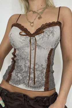 Keila Lace Detailed Crop Top - Y2K Summer, 90s Fashion, Grunge, Retro, Pastel Goth, Y2K Party