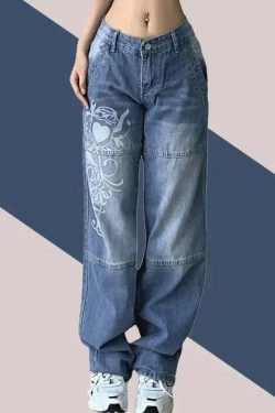 Kelly Y2K Baggy Jeans - Retro 90s Grunge, Summer Y2K Outfits, Hip Hop Fashion, Y2K Club