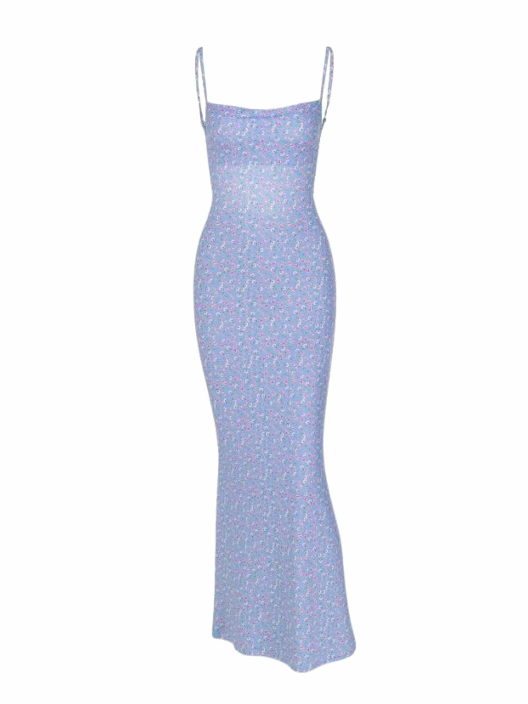 Kelsi Backless Floral Maxi Dress - Y2K Summer, 90s Grunge, Retro Party, Pastel Goth Outfit