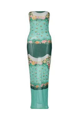 Kendall Mesh Maxi Dress - Y2K Summer Outfit, 90s Fashion, Grunge, Retro Style, Y2K Party Look