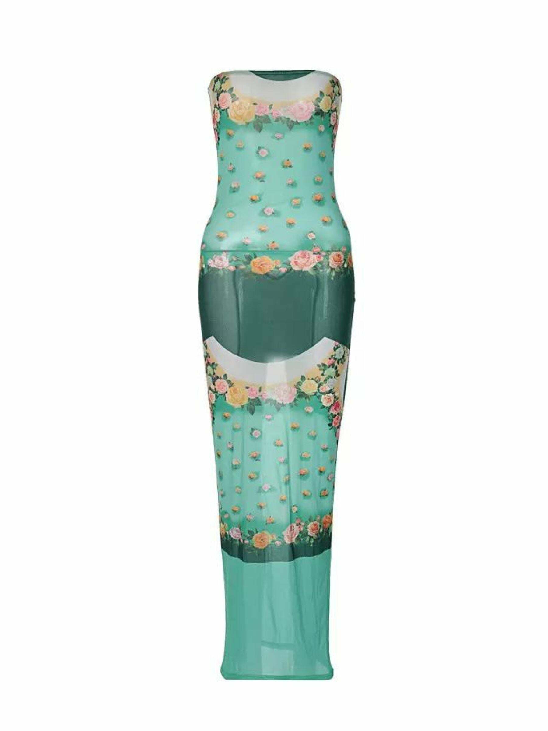 Kendall Mesh Maxi Dress - Y2K Summer Outfit, 90s Fashion, Grunge, Retro Style, Y2K Party Look