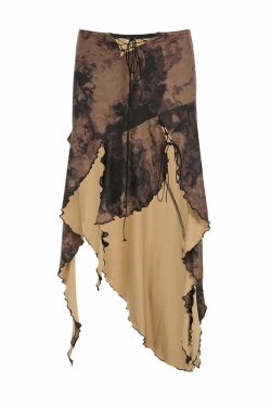 Khloe Low Waist Ruffle Midi Skirt - Y2K Summer, 90s Fashion, Grunge, Retro, Pastel Goth Outfit