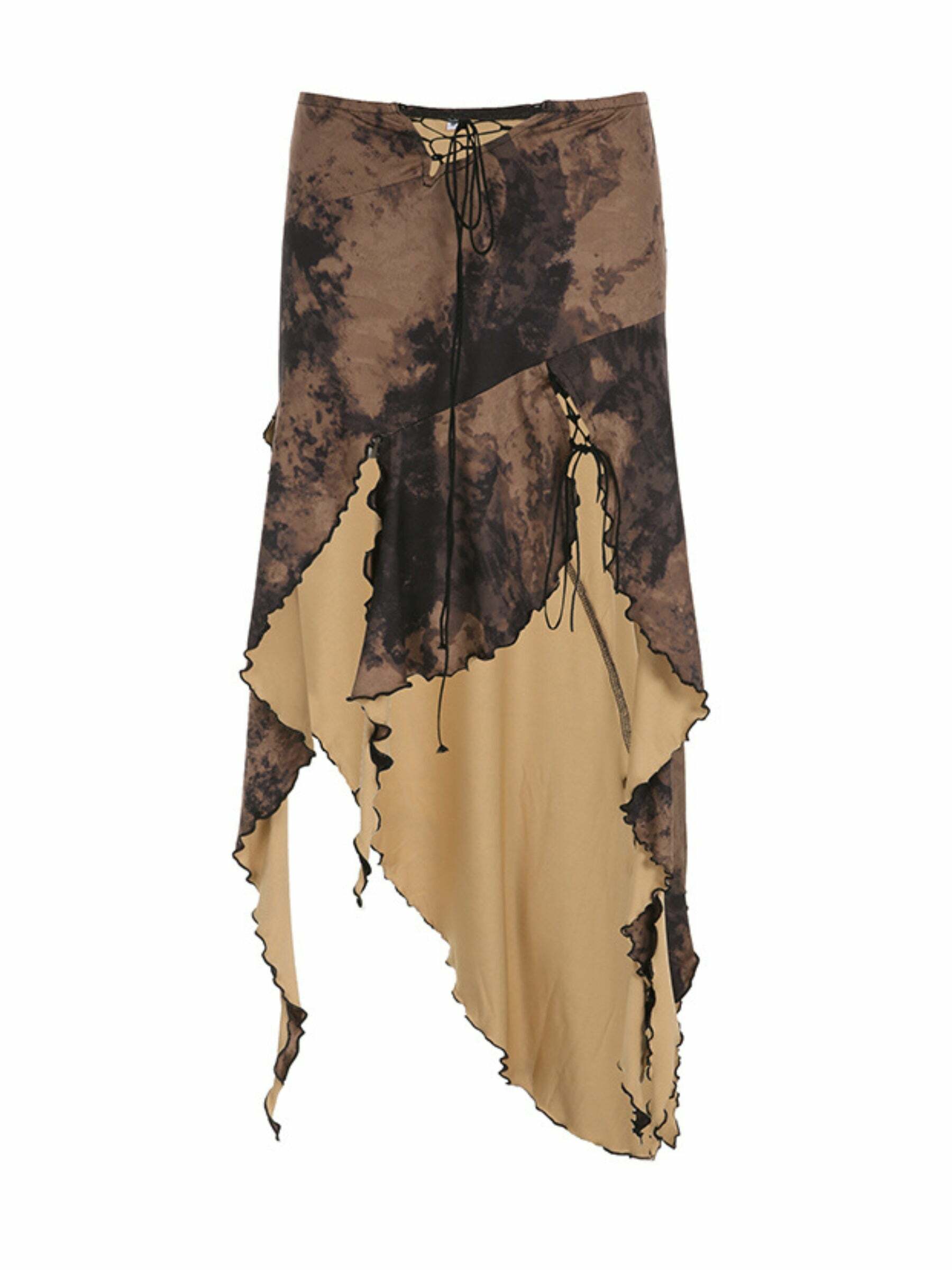 Khloe Low Waist Ruffle Midi Skirt - Y2K Summer, 90s Fashion, Grunge, Retro, Pastel Goth Outfit