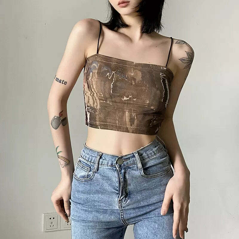 Kiah Printed Crop Top - Y2K Summer Grunge, 90s Fashion, Retro Style, Y2K Party & Club Outfits