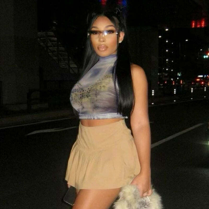 Kiley Halter Crop Top - Y2K Summer Grunge, 90s Retro, Pastel Goth, Y2K Party & Club Out