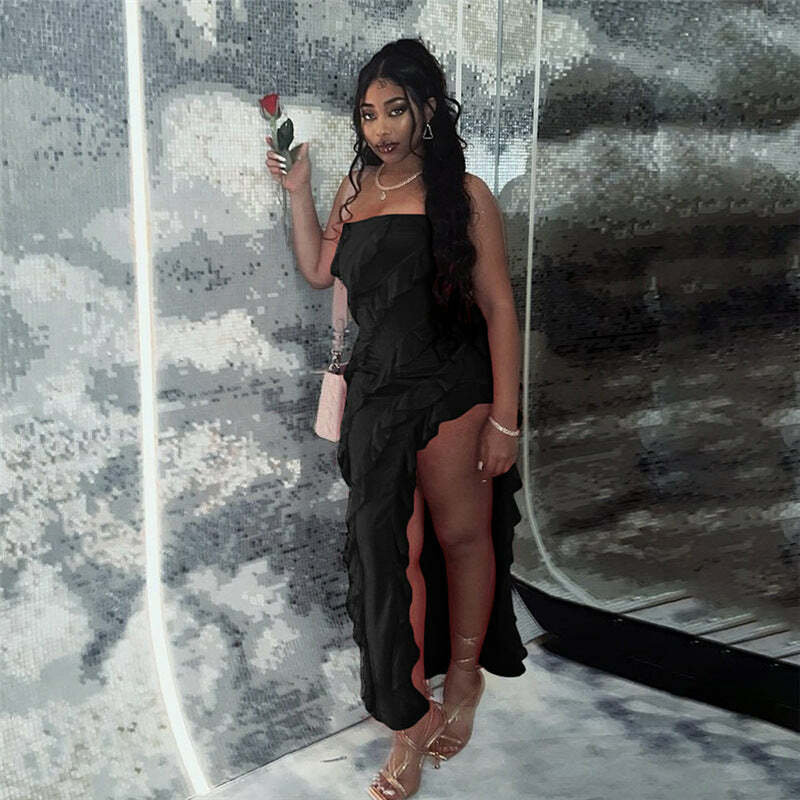Kimber Maxi Ruffle Dress - Y2K Summer Outfit, 90s Fashion, Grunge, Retro Style, Pastel Goth