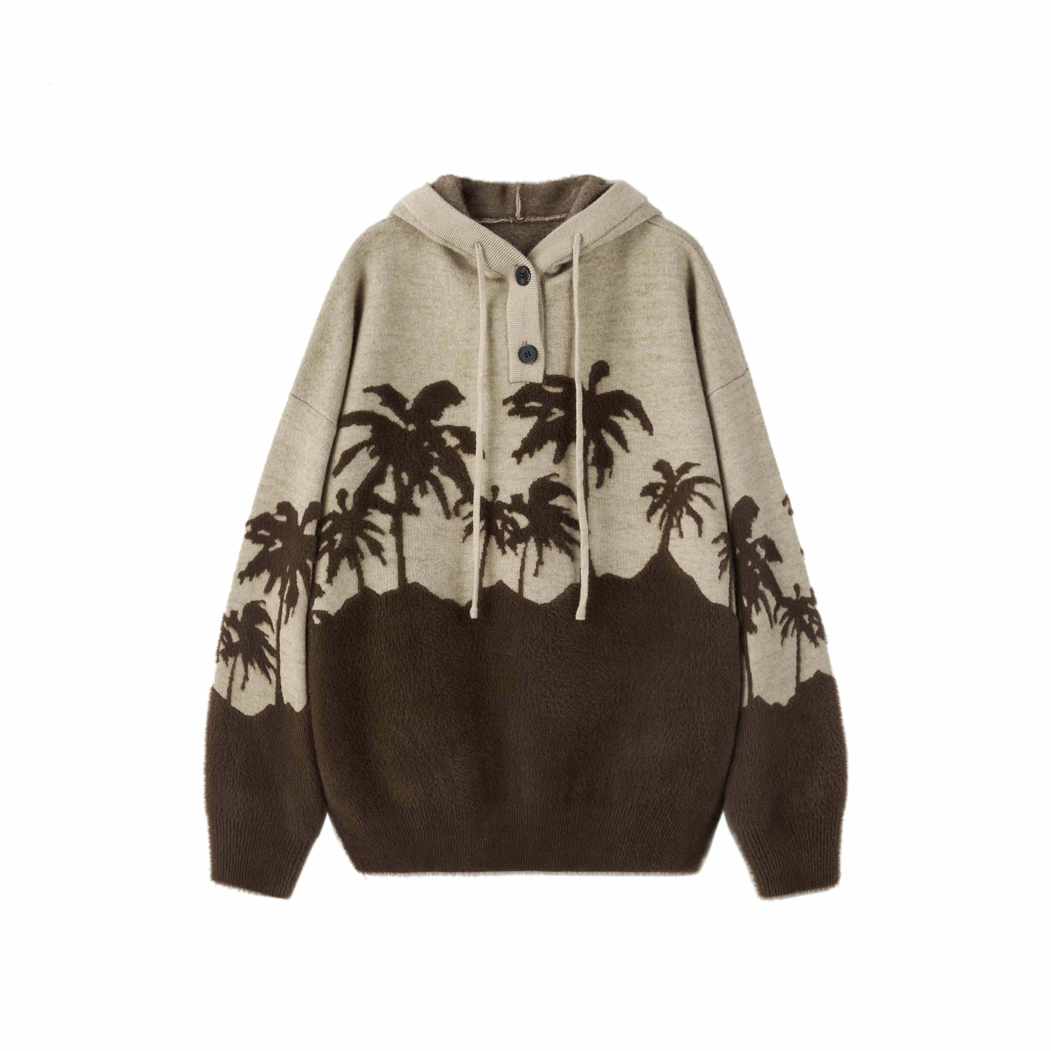 King Palm Knit Hoodie - Y2K Summer, 90s Grunge, Retro Style, Y2K Club & Party Outfits