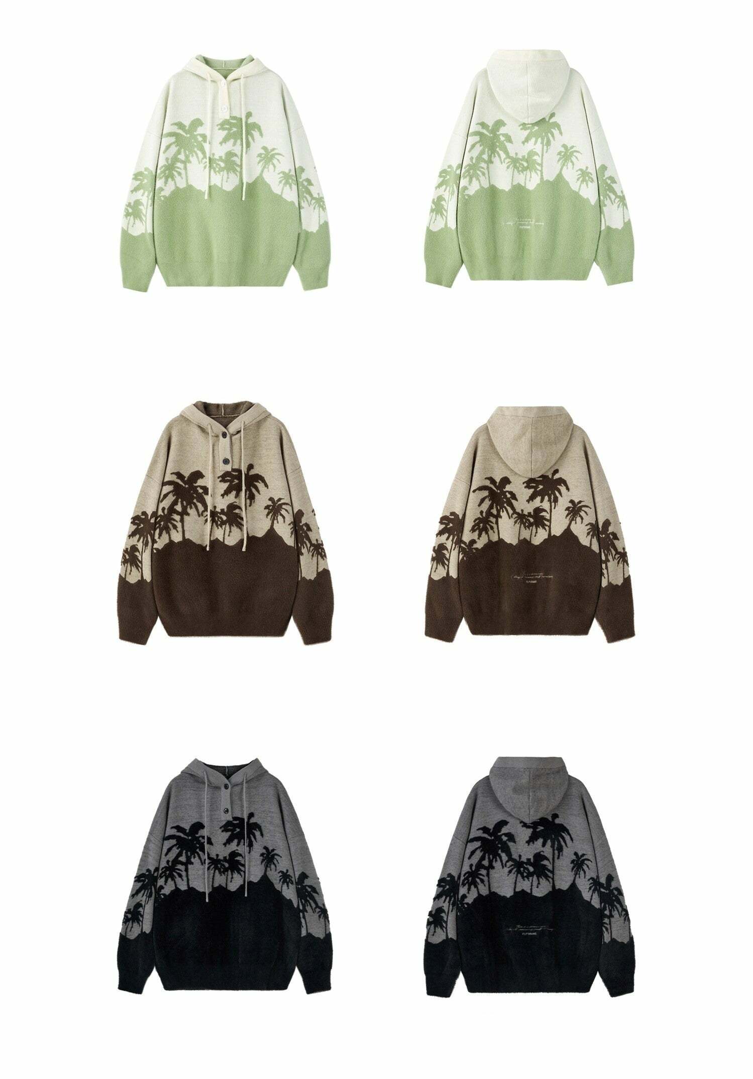 King Palm Knit Hoodie - Y2K Summer, 90s Grunge, Retro Style, Y2K Club & Party Outfits
