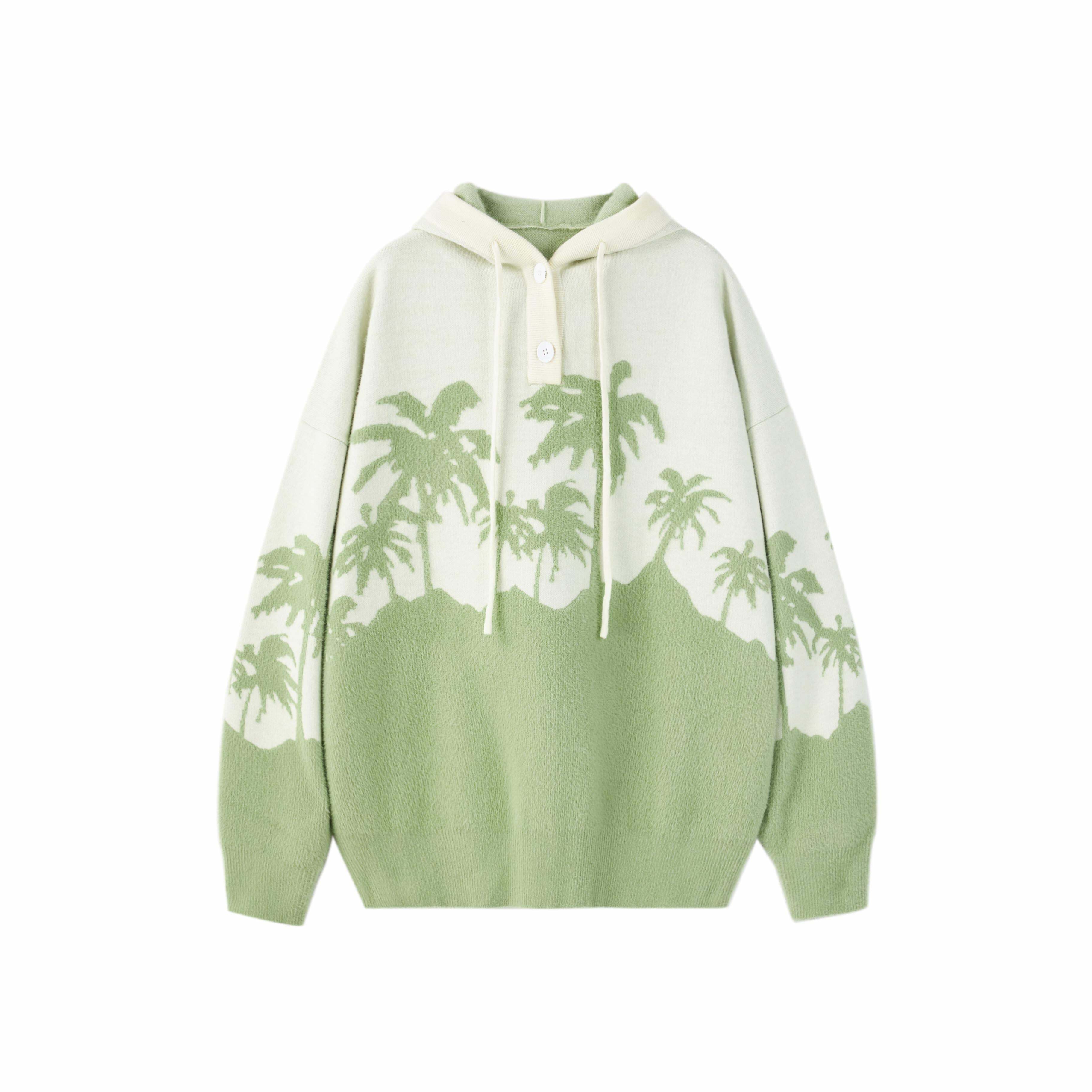 King Palm Knit Hoodie - Y2K Summer, 90s Grunge, Retro Style, Y2K Club & Party Outfits