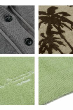 King Palm Y2K Knit Hoodie - Retro 90s Grunge, Summer Outfits, Pastel Goth, Y2K Fashion