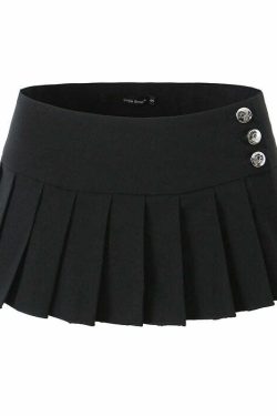 Kior Y2K Pleated Mini Skirt Set - 90s Grunge Summer Outfit, Retro Y2K Fashion for Women