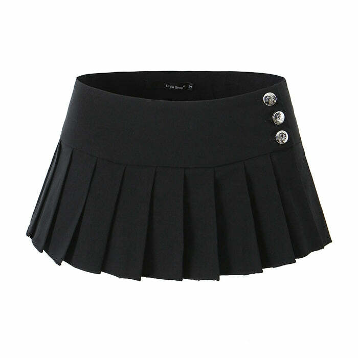 Kior Y2K Pleated Mini Skirt Set - 90s Grunge Summer Outfit, Retro Y2K Fashion for Women