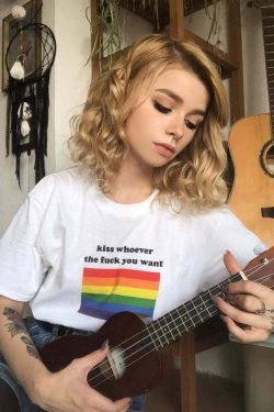 Kiss Whoever The F You Want Shirt - Y2K Grunge, 90s Fashion, Retro Style, Summer Y2K Outfits