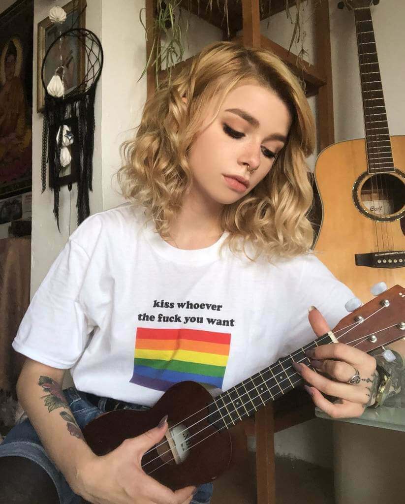 Kiss Whoever The F You Want Shirt - Y2K Grunge, 90s Fashion, Retro Style, Summer Y2K Outfits