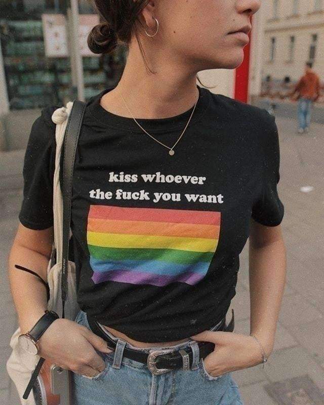 Kiss Whoever The F You Want Shirt - Y2K Grunge, 90s Fashion, Retro Style, Summer Y2K Outfits