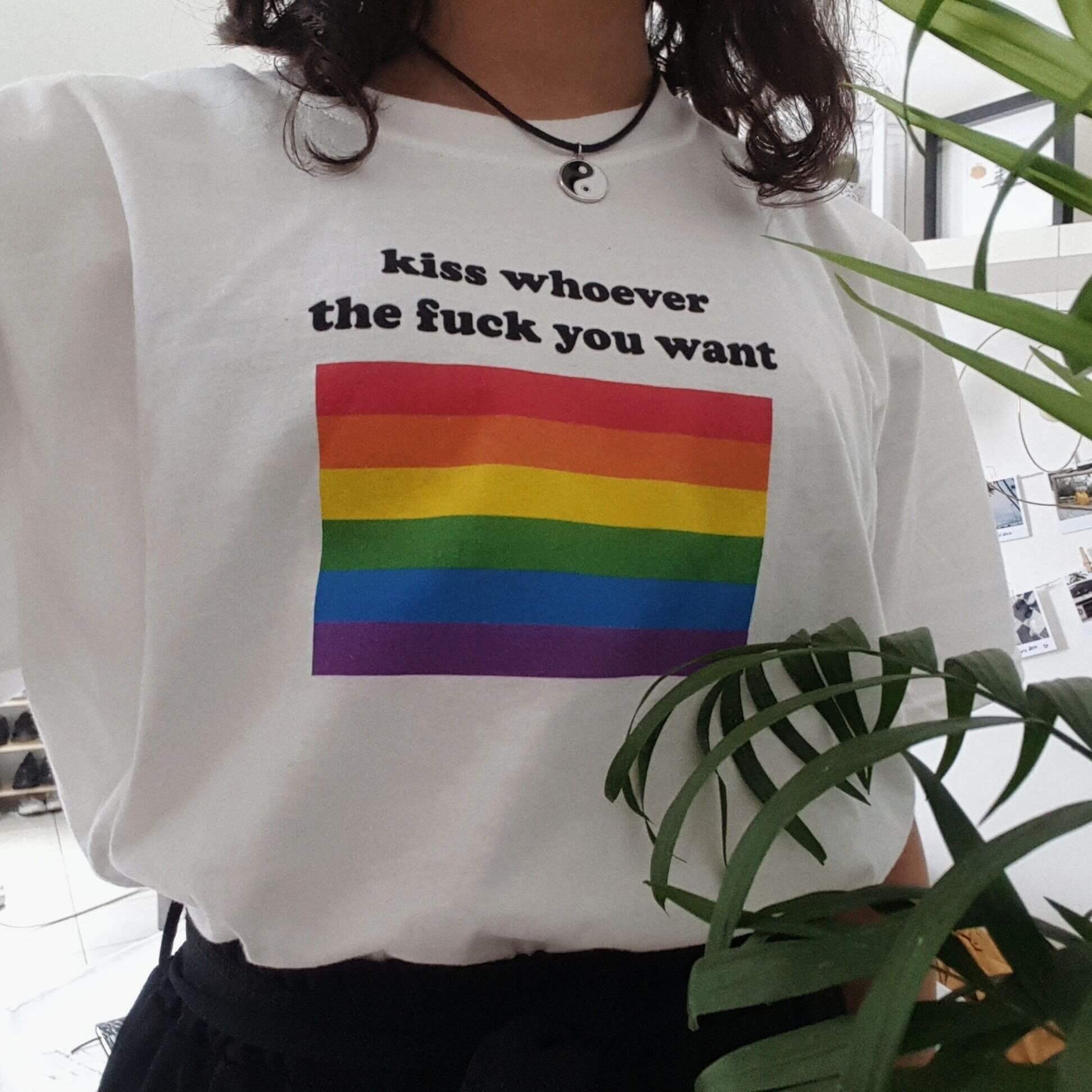 Kiss Whoever The F You Want Shirt - Y2K Grunge, 90s Fashion, Retro Style, Summer Y2K Outfits