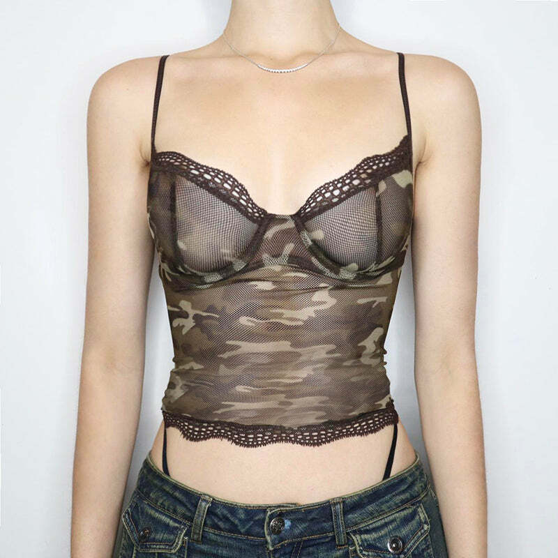 Klaire Mesh Top with Lace Detail - Y2K Summer, 90s Grunge, Retro Goth, Y2K Party Outfit