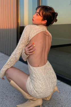 Klara Backless Knitted Dress - Y2K Summer Grunge Outfit, 90s Fashion, Retro Style