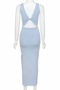 Klara Y2K Bodycon Maxi Dress - 90s Grunge, Retro Summer, Party & Club Outfits for Women