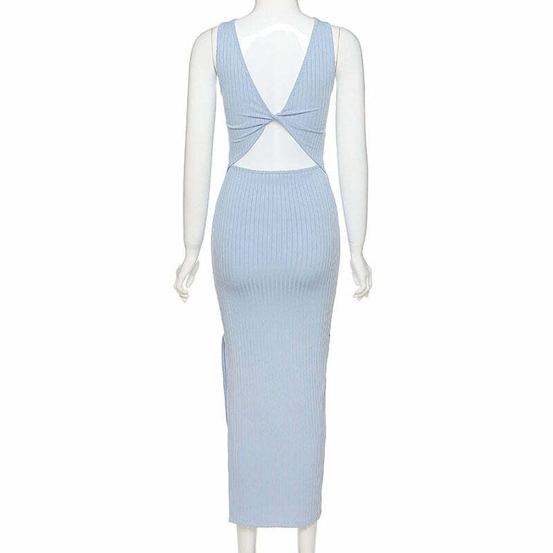 Klara Y2K Bodycon Maxi Dress - 90s Grunge, Retro Summer, Party & Club Outfits for Women