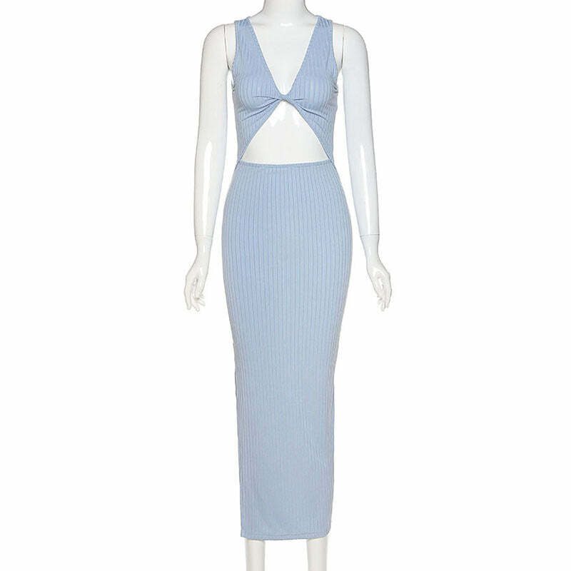 Klara Y2K Bodycon Maxi Dress - 90s Grunge, Retro Summer, Party & Club Outfits for Women