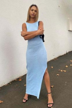 Klara Y2K Bodycon Maxi Dress - 90s Grunge, Retro Summer, Party & Club Outfits for Women